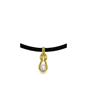 0.5 Carat 14K Gold Leather Necklace 0.50 Carat Diamond