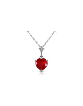 1.45 Carat 14K White Gold Necklace Natural Heart Ruby