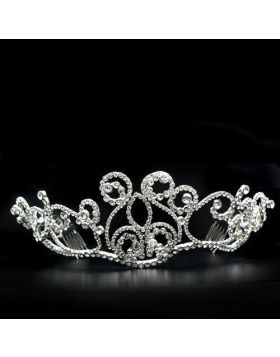 Tiaras & Hair Clip,Brass,Imitation Rhodium,Top Grade Crystal,Clear