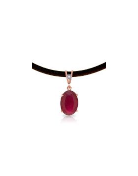 14K Rose Gold & Leather Diamond/Ruby Oval Cut Necklace