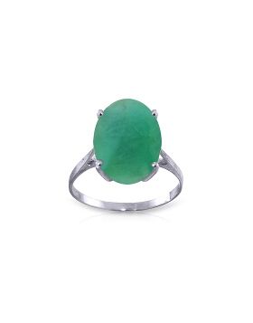 6.5 Carat 14K White Gold Ring Natural Oval Emerald