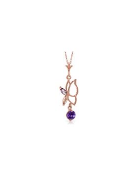 14K Rose Gold Butterfly Necklace w/ Purple Amethysts