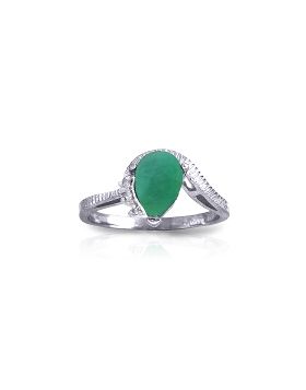 1.02 Carat 14K White Gold In Small Ways Emerald Diamond Ring