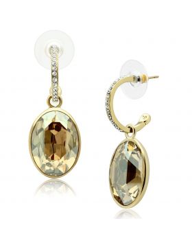 Earrings,Brass,IP Gold(Ion Plating),Top Grade Crystal,Champagne