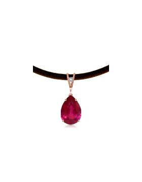 14K Rose Gold & Leather Diamond/Ruby Necklace