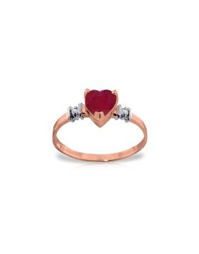 14K Rose Gold Ring w/ Natural Ruby & Diamonds