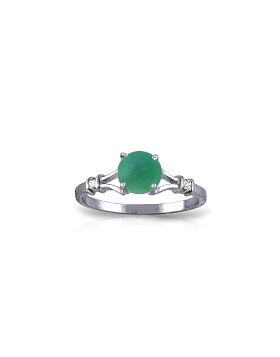 0.62 Carat 14K White Gold River Beauty Emerald Diamond Ring