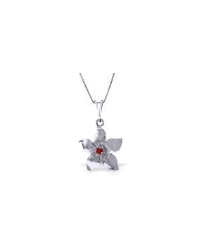 0.1 Carat 14K White Gold Flower Necklace Natural Ruby