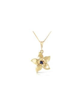 0.1 Carat 14K Gold Flower Necklace Natural Sapphire
