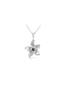 0.1 Carat 14K White Gold Flower Necklace Natural Sapphire