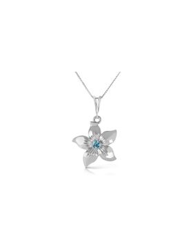 0.1 Carat 14K White Gold Flower Necklace Natural Blue Topaz