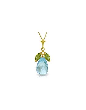 7.2 Carat 14K Gold Under The Waterfall Blue Topaz Peridot Necklace