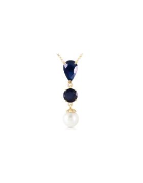 5.05 Carat 14K Gold Stamp Your Love Sapphire Pearl Necklace