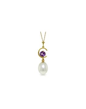 4.5 Carat 14K Gold Lets Tango Amethyst Pearl Necklace