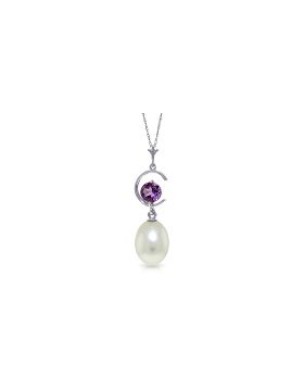 4.5 Carat 14K White Gold Perennial Amethyst Pearl Necklace
