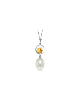 4.5 Carat 14K White Gold Tell The Truth Citrine Pearl Necklace