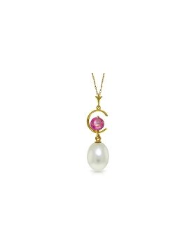 4.5 Carat 14K Gold Necklace Natural Pearl Pink Topaz
