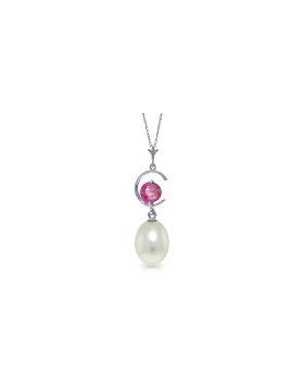 4.5 Carat 14K White Gold Necklace Natural Pearl Pink Topaz