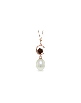 14K Rose Gold Natural Pearl & Garnet Necklace Jewelry