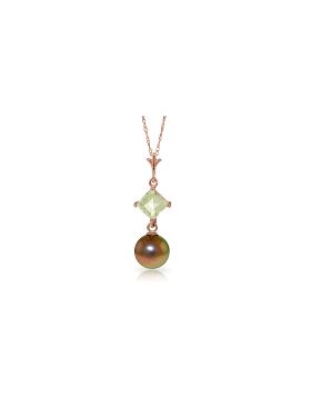 14K Rose Gold Aquamarine & Pearl Necklace Jewelry