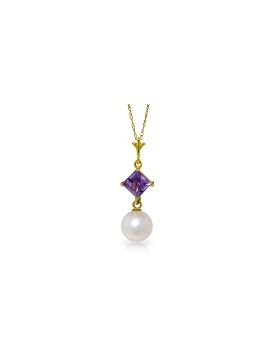 2.5 Carat 14K Gold Deep Is My Love Amethyst Pearl Necklace