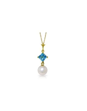 2.5 Carat 14K Gold Angel's Advocate Blue Topaz Pearl Necklace