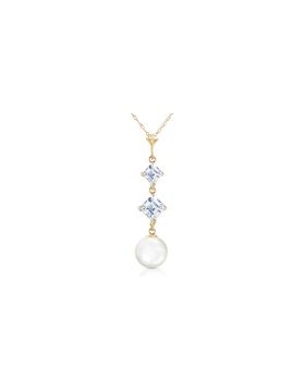 3.25 Carat 14K Gold Mockingbird Aquamarine Pearl Necklace