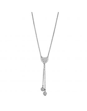 3W428-16 - Brass Rhodium Necklace AAA Grade CZ Clear