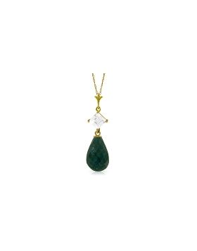 9.3 Carat 14K Gold Necklace White Topaz Emerald