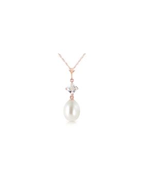 14K Rose Gold Necklace w/ Rose Topaz & Pearl