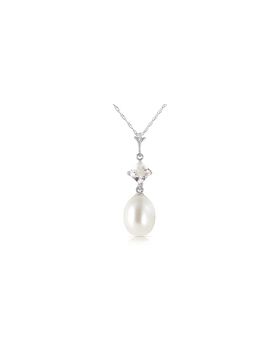 4.5 Carat 14K White Gold Deal Done White Topaz Pearl Necklace