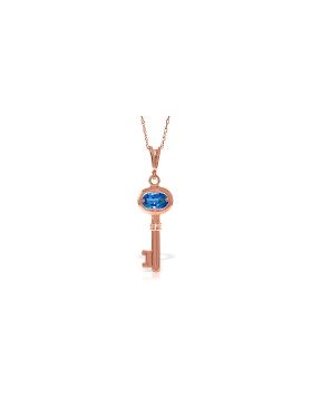 14K Rose Gold Key Charm Necklace w/ Blue Topaz