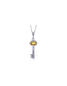 0.5 Carat 14K White Gold Key Charm Necklace Citrine