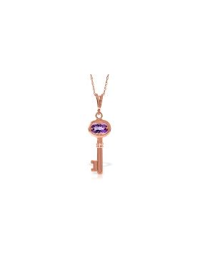 14K Rose Gold Key Charm Necklace w/ Purple Amethyst