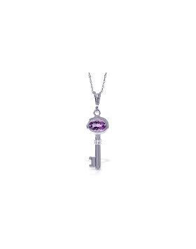 0.5 Carat 14K White Gold Key Charm Necklace Purple Amethyst