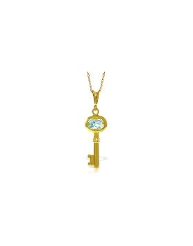 0.5 Carat 14K Gold Key Charm Necklace Aquamarine