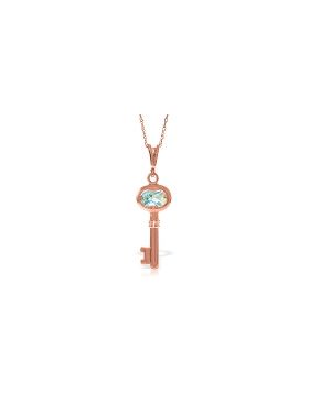 14K Rose Gold Key Charm Necklace w/ Aquamarine