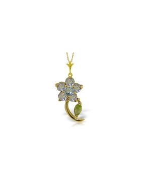 0.87 Carat 14K Gold Flora Aquamarine Peridot Necklace