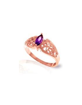 0.2 Carat 14K Rose Gold Filigree Ring Natural Amethyst