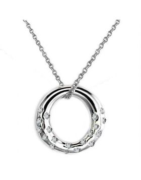 LOAS1319-16 - 925 Sterling Silver High polished (no plating) Chain Pendant AAA Grade CZ Clear