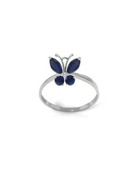 0.6 Carat 14K White Gold Butterfly Ring Natural Sapphire