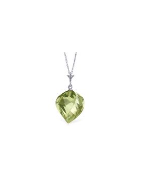 13 Carat 14K White Gold Necklace Twisted Briolette Green Amethyst