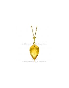9.5 Carat 14K Gold Necklace Pointy Briolette Drop Citrine