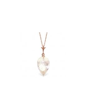 12.25 Carat 14K Rose Gold Necklace Pointy Briolette Drop White Topaz