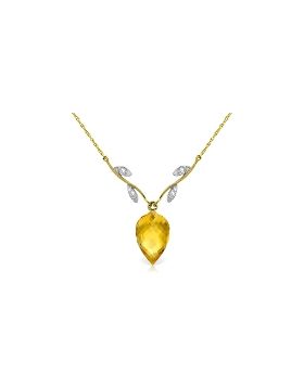 9.52 Carat 14K Gold Necklace Diamond Briolette Citrine