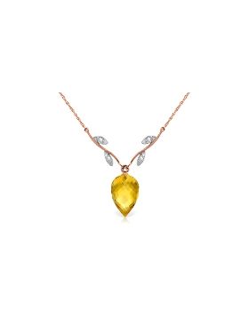 9.52 Carat 14K Rose Gold Necklace Diamond Briolette Citrine