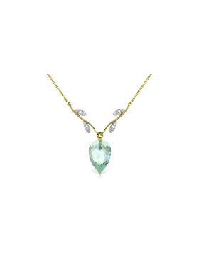 11.27 Carat 14K Gold Necklace Diamond Briolette Blue Topaz