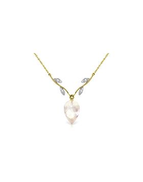 12.27 Carat 14K Gold Necklace Diamond Briolette White Topaz