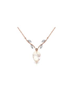 12.27 Carat 14K Rose Gold Necklace Diamond Briolette White Topaz