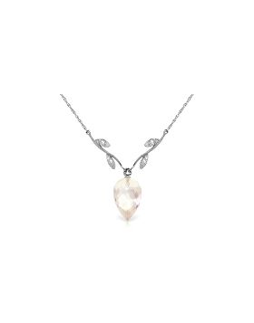 12.27 Carat 14K White Gold Necklace Diamond Briolette White Topaz